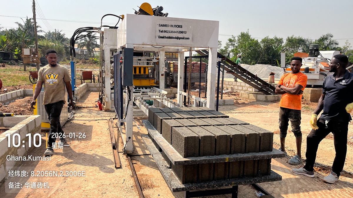 Proyek Kasus Mesin Bata Huatong QT10-15 Mesin Pembuat Bata Otomatis Penuh di Ghana