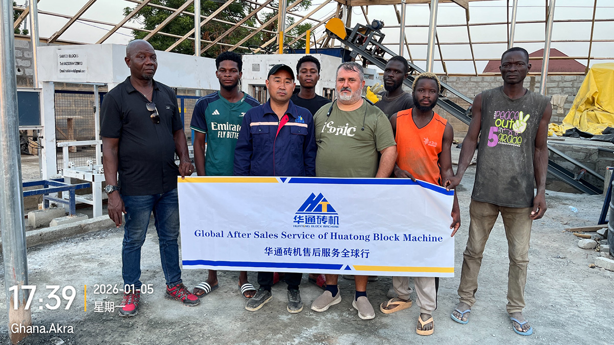 Proyek Kasus Mesin Bata Huatong QT10-15 Mesin Pembuat Bata Otomatis Penuh di Ghana