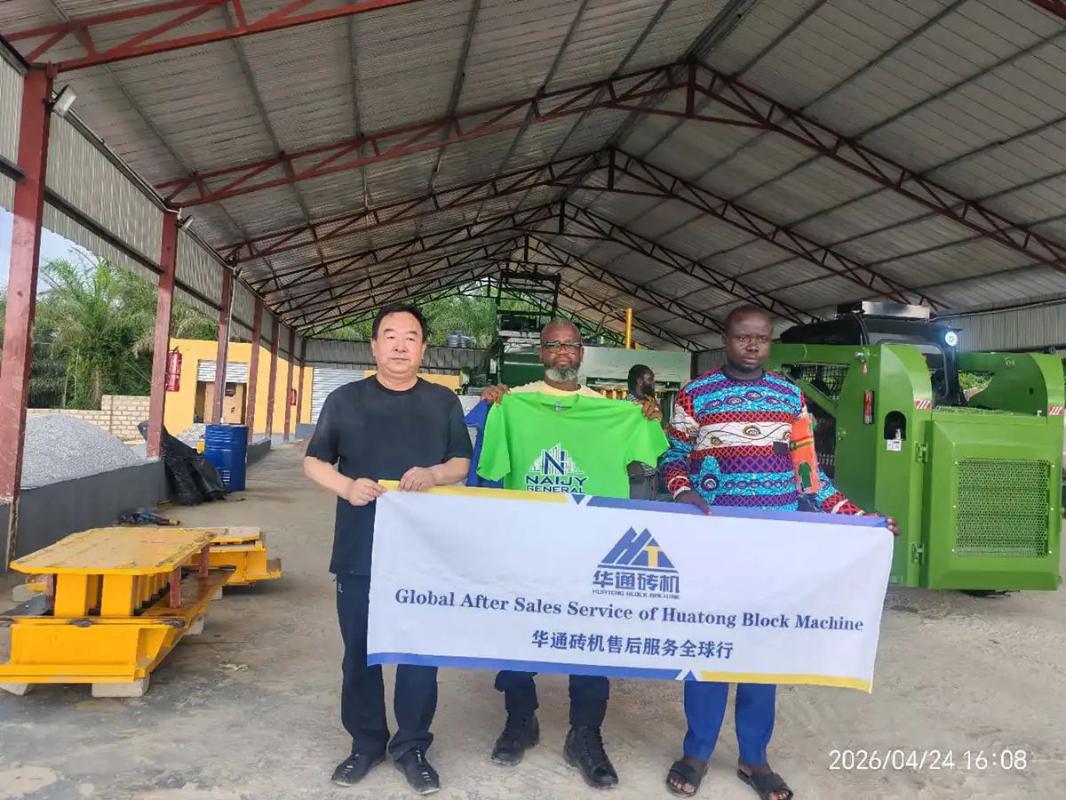 Huatong QT5-15 Semi-Automatic Brick Making Machine Customer Case in Ghana with On-Site Production Scenes